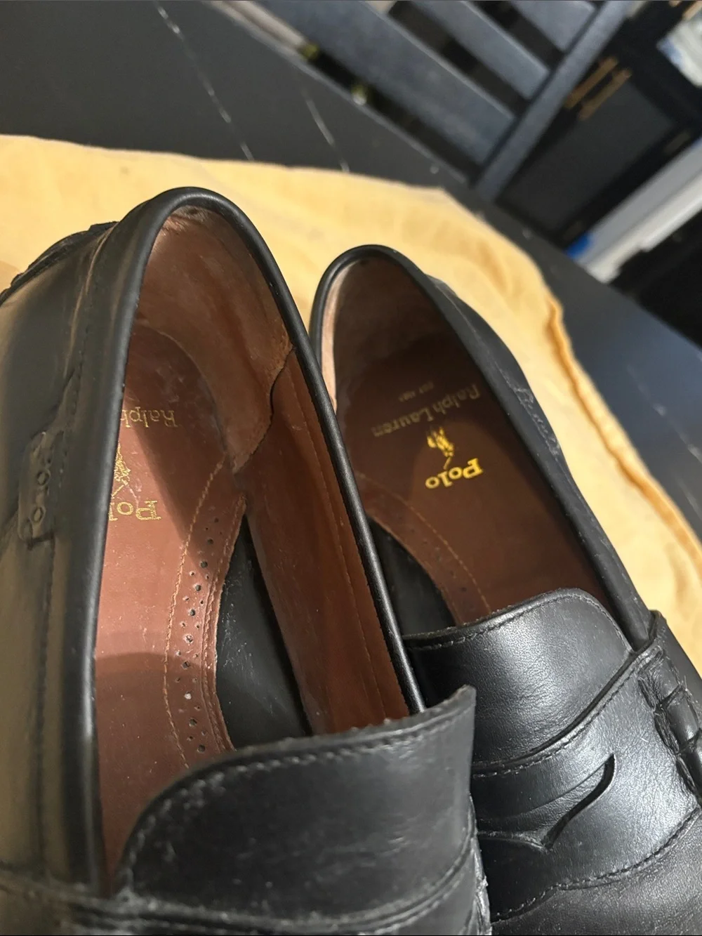 Polo by Ralph Lauren Black Leather Penny Loafers